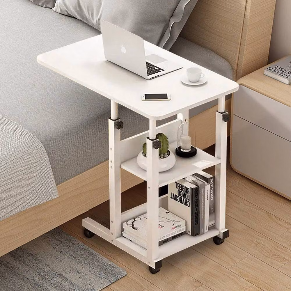 FLAVORA White Adjustable Wooden Rolling Laptop Desk for Sofa and Bed, W: 100 cm, D: 60 cm – 2