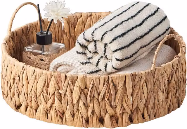 Eden & Willow Woven Tray with Handles in Brown and Beige Water Hyacinth and Seagrass