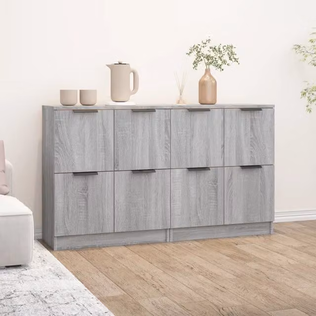 Berkfield Home Set of 2 Grey Sonoma Sideboards in Engineered Wood, W/D/H: 60 x 30 x 70 cm