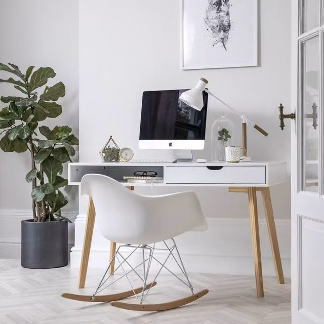 Nöa and Nani Ludvig Modern Computer Desk in White and Natural Pine