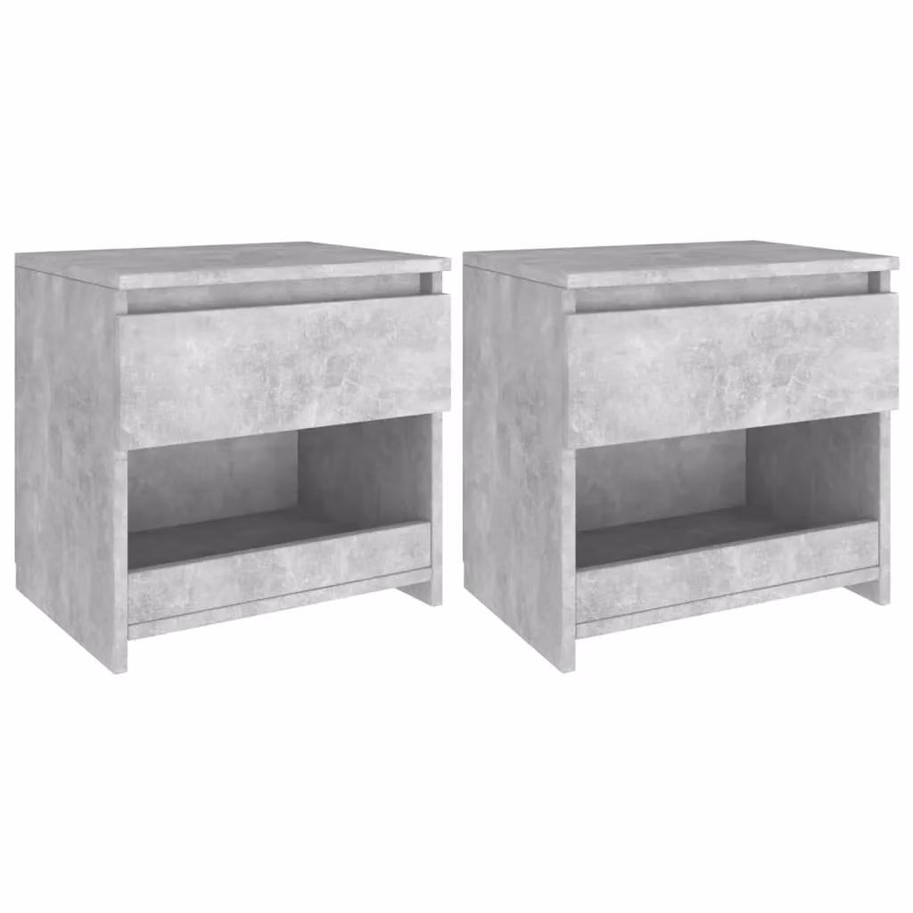 Berkfield Home Set of 2 Bedside Cabinets in Concrete Grey, W/D/H: 40 x 30 x 39 cm – 2