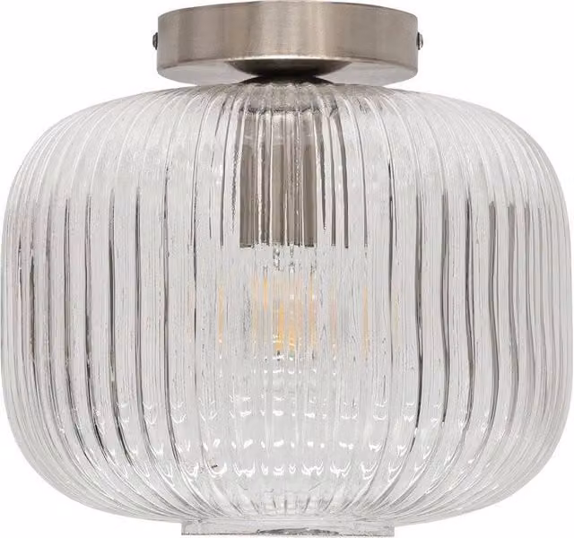 First Choice Lighting Batley Large Ceiling Light Fitting with Transparent Glass and Silver Metal Finish, W/D/H: 25.5 x 25.5 x 25.5 cm