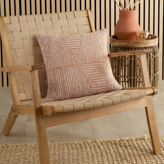 Appletree Myan Textured Geometric Filled Cushion, Orange, W/D/H: 43 x 43 x 43 cm