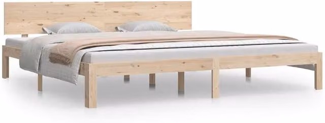 Berkfield Home Solid Wood Pine Bed Frame in Natural, 200 x 200 cm