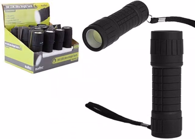 KDMD Summit 3W COB LED Rubber Torch, Black, 3 Pack