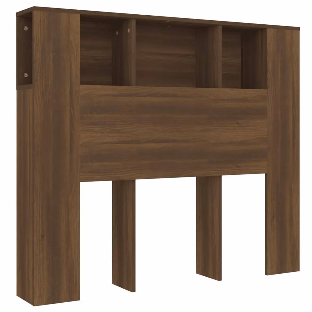 Berkfield Home Modern Headboard Cabinet in Brown Oak with Integrated Bedside Shelves, W/D/H: 120 x 18.5 x 104.5 cm – 2