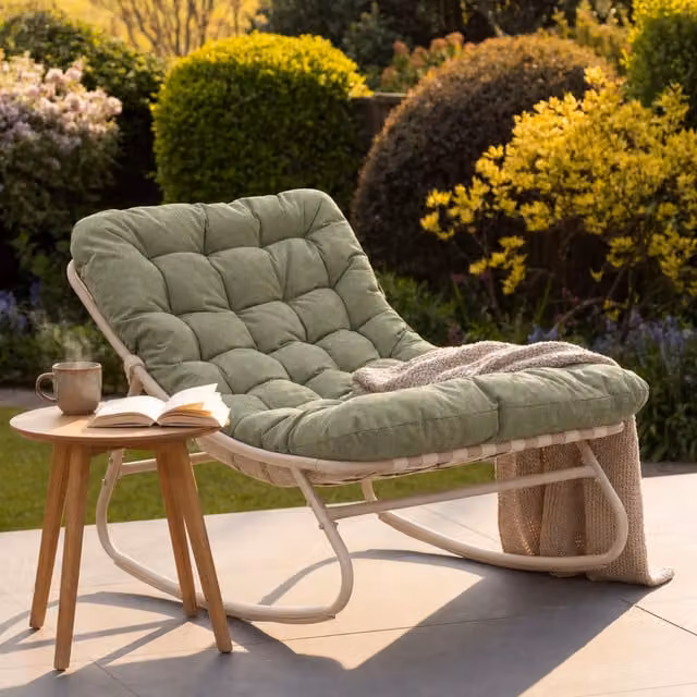 Artemis Home Modern Metal Rocking Chair in Green and Beige