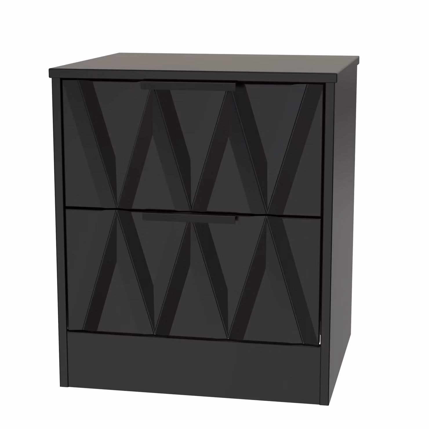 Ready Assembled 2 U Washington 2 Drawer Bedside Cabinet in True Black – 2