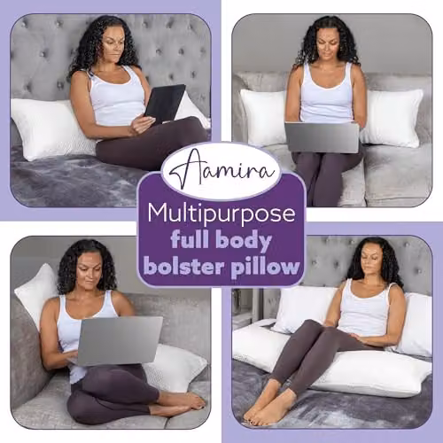 Aamira Adjustable Orthopaedic Long Body Pillow with Shredded Memory Foam and White Washable Cover, W/D/H: 120 x 40 cm – 9