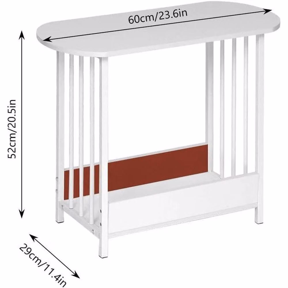 FORGEVIO Modern White End Table with Engineered Wood and Metal Legs – 2
