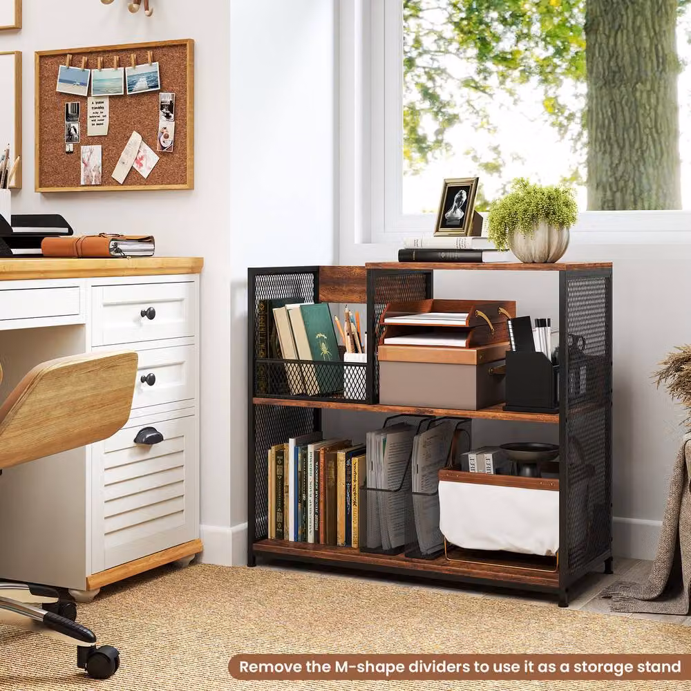 SPETLEK Vinyl Display Rack with 3 Removable Dividers in Brown – 3
