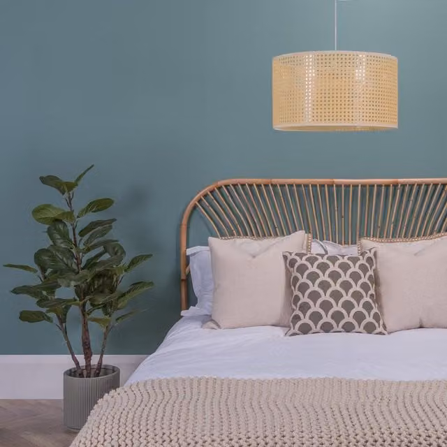 ValueLights Modern Cylinder Rattan Ceiling Pendant Light Shade in Beige and Yellow