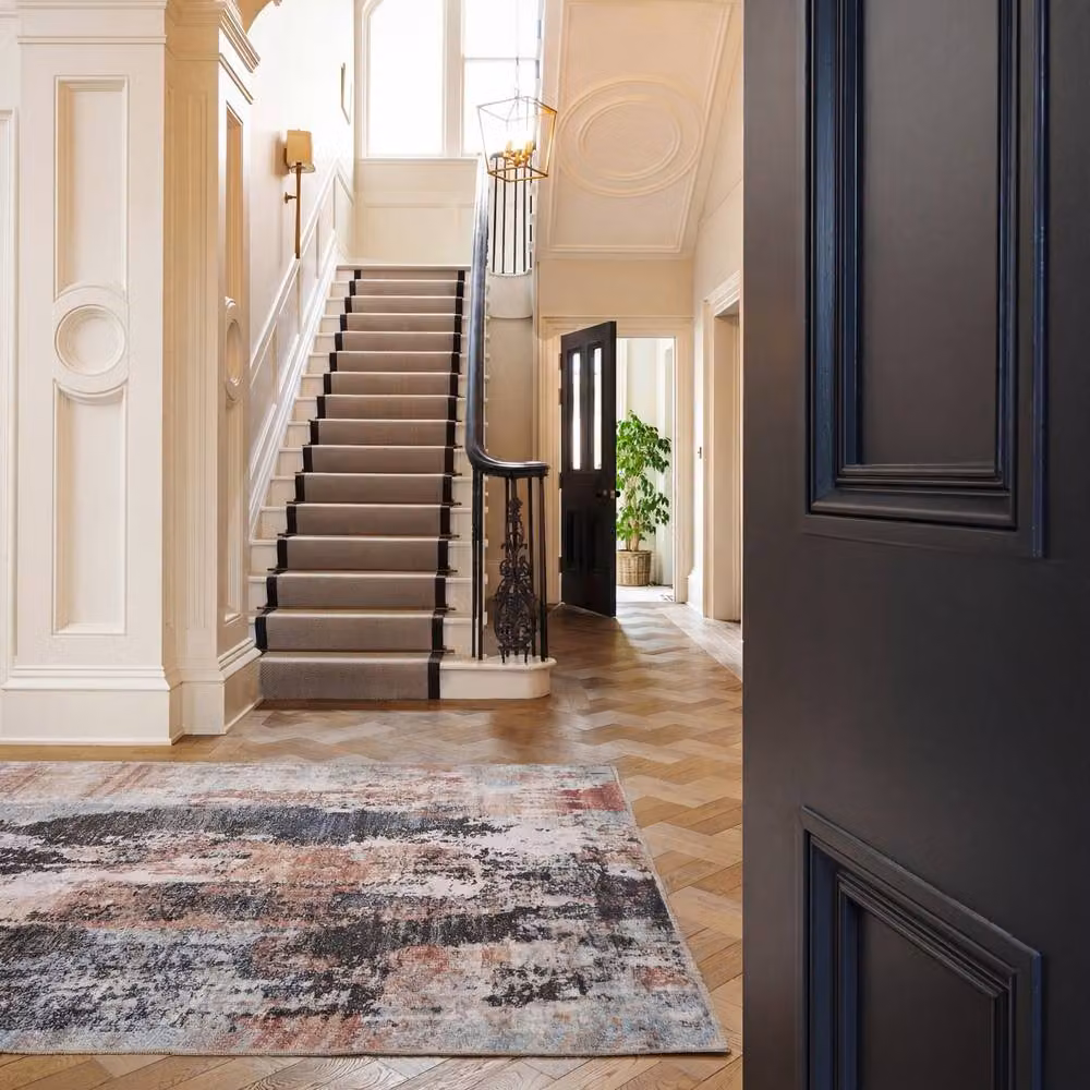 Kukoon Abstract Multi Colour Blue and Grey Machine Washable Soft Area Rug, W: 80 cm, L: 300 cm – 3