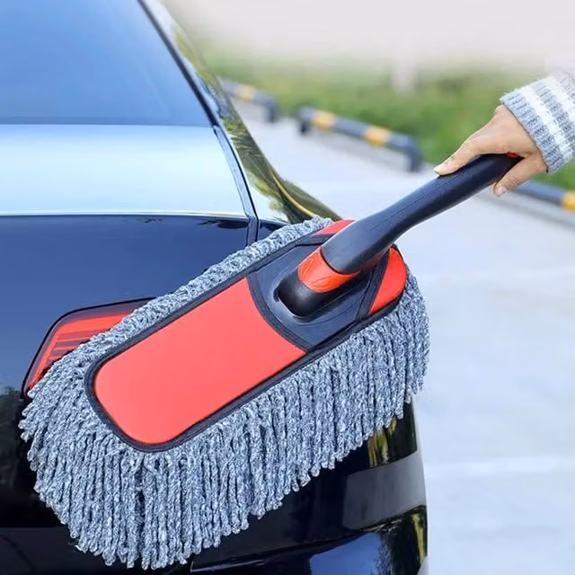VOGREX Extendable Soft Car Wash Mop and Window Cleaner with Telescopic Handle in Red – 1