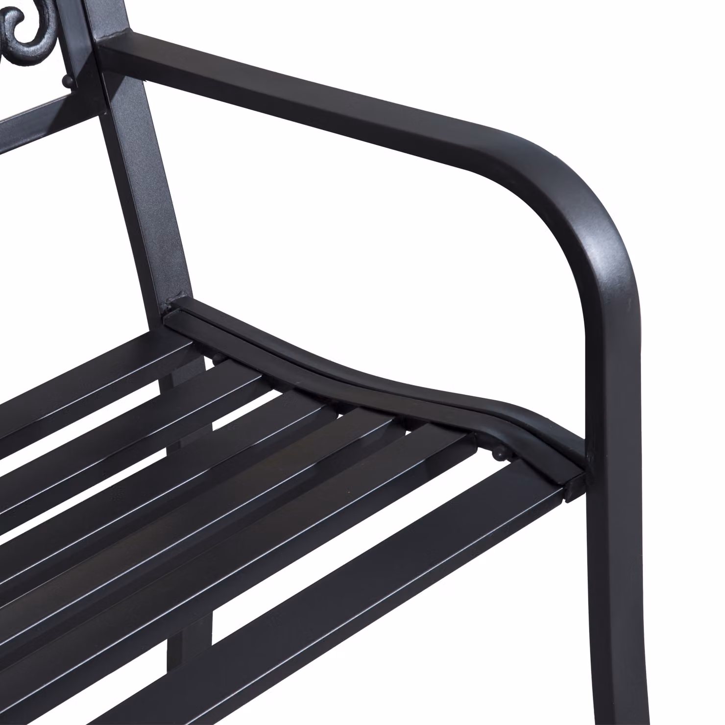 Outsunny 2 Seater Black Metal Garden Park Bench with Armrests – 9