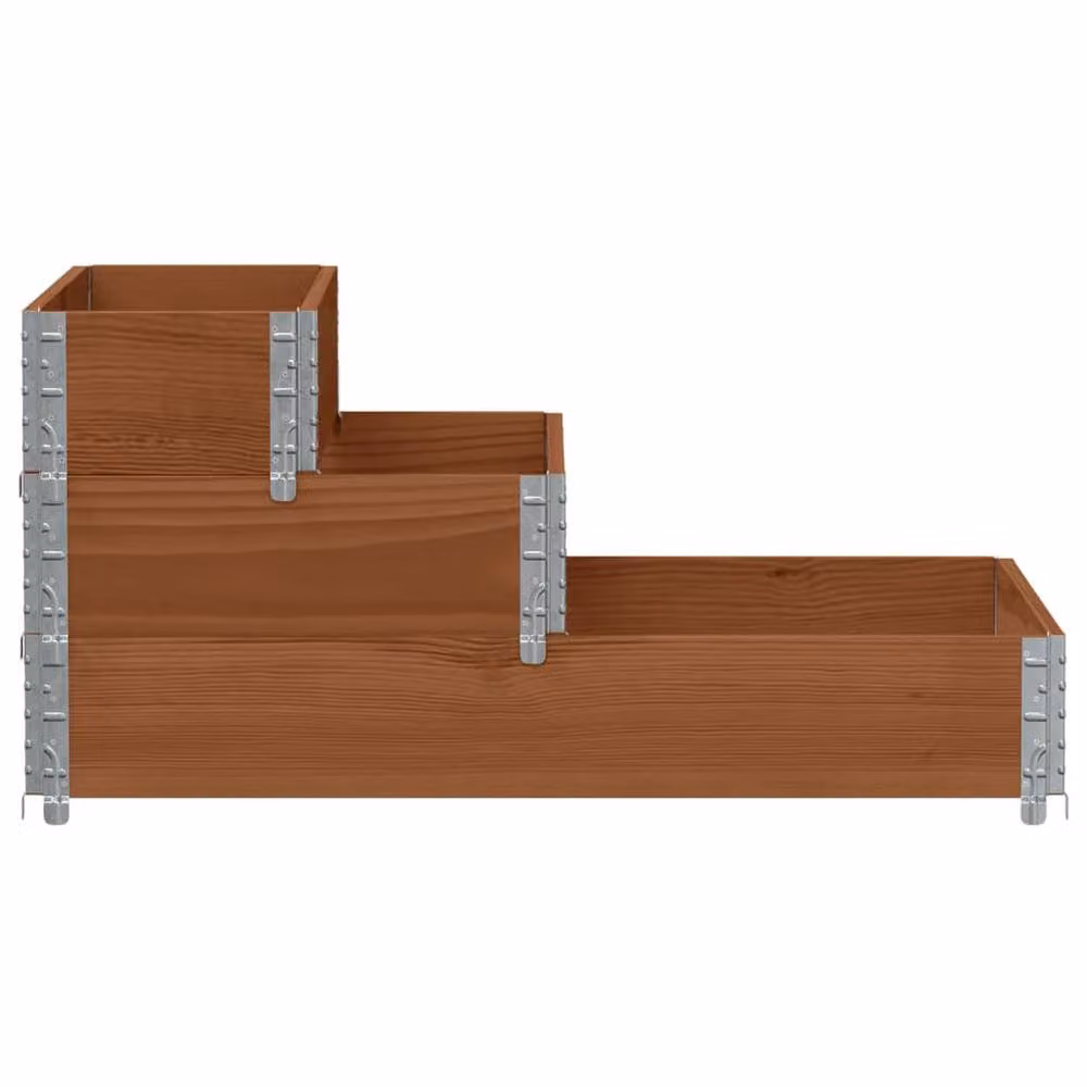 Berkfield Home 3-Tier Raised Bed in Brown Solid Wood and Galvanised Steel, W: 120 cm, D: 80 cm, H: 60.5 cm – 3