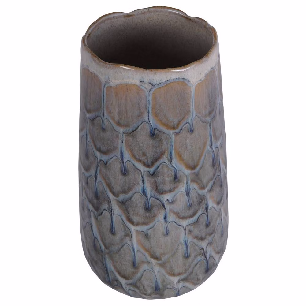Libra Interiors Armadillo Azure Ceramic Tabletop Vase in Grey and Blue – 2