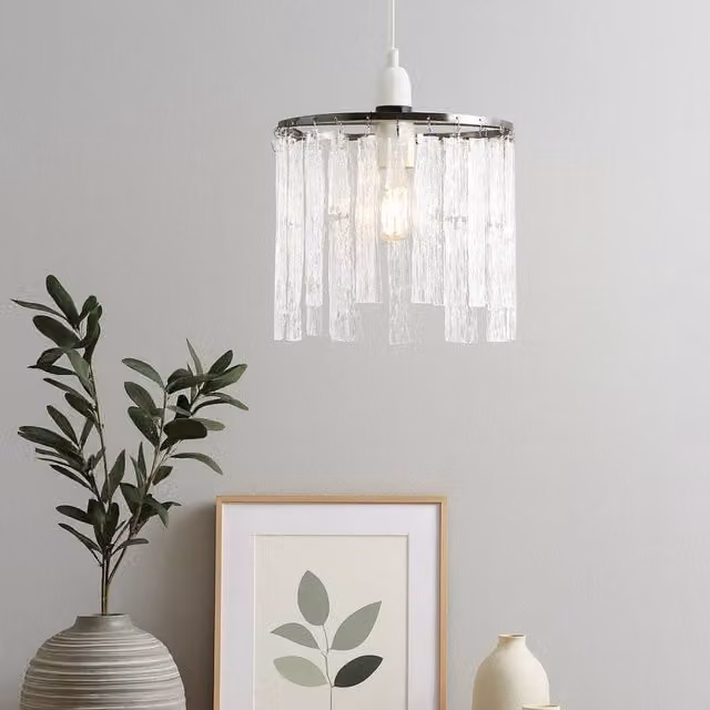 Pagazzi Lighting Maren Clear Easy-Fit Cylinder Pendant Light in Transparent Glass and Plastic