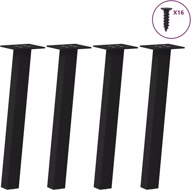 Berkfield Home Steel Coffee Table Legs, 4 Pieces, Black, Height: 42 cm – 1