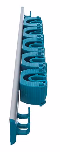 LIVIVO Wall Mounted Mop and Broom Holder with Friction Grip and Adjustable Hooks in Grey or Turquoise – 5