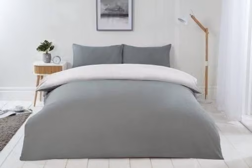 New Edge Blinds Reversible Grey Microfibre Duvet Cover, Single, W: 90 cm x H: 200 cm