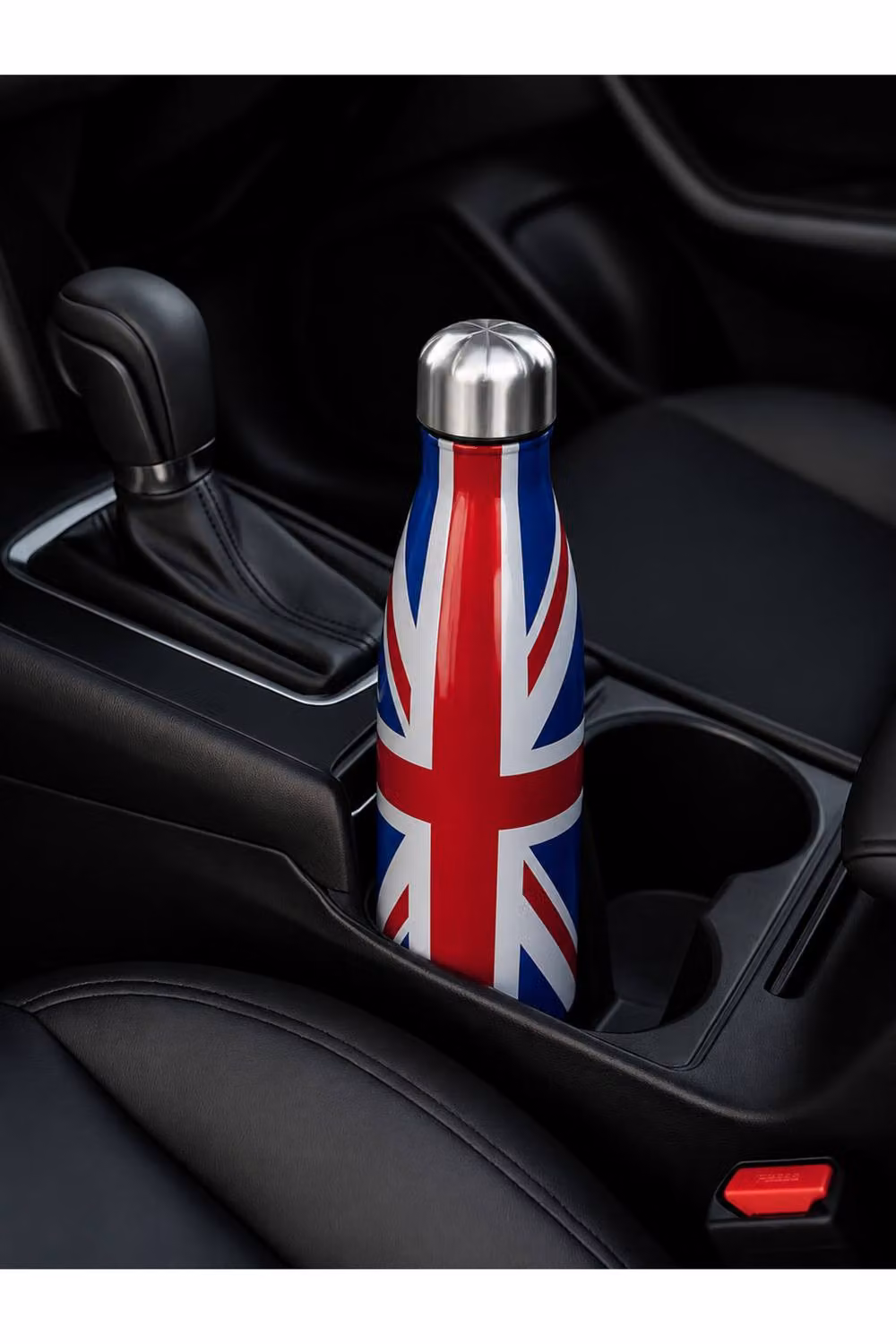 Dyzi Stainless Steel Water Bottle, Leak Proof, Union Jack Design, Black, 500ml – 3