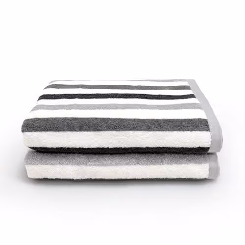 Allure Bath Fashions Cali Striped Cotton Towel Set, Pack of 2, Grey and Green, W: 70 cm, L: 140 cm – 5
