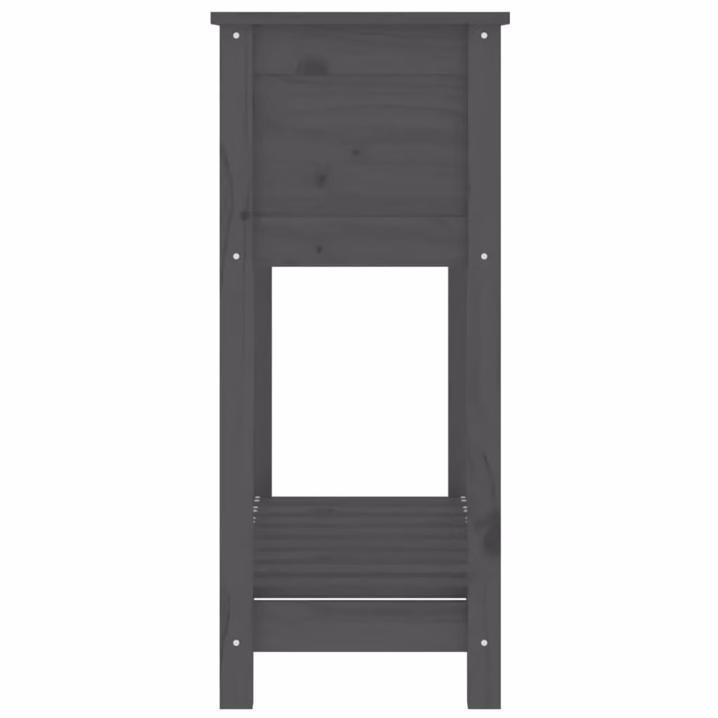 Berkfield Home Grey Solid Pine Wooden Raised Planter with Shelf W/D/H: 82.5 x 34.5 x 81 cm – 4