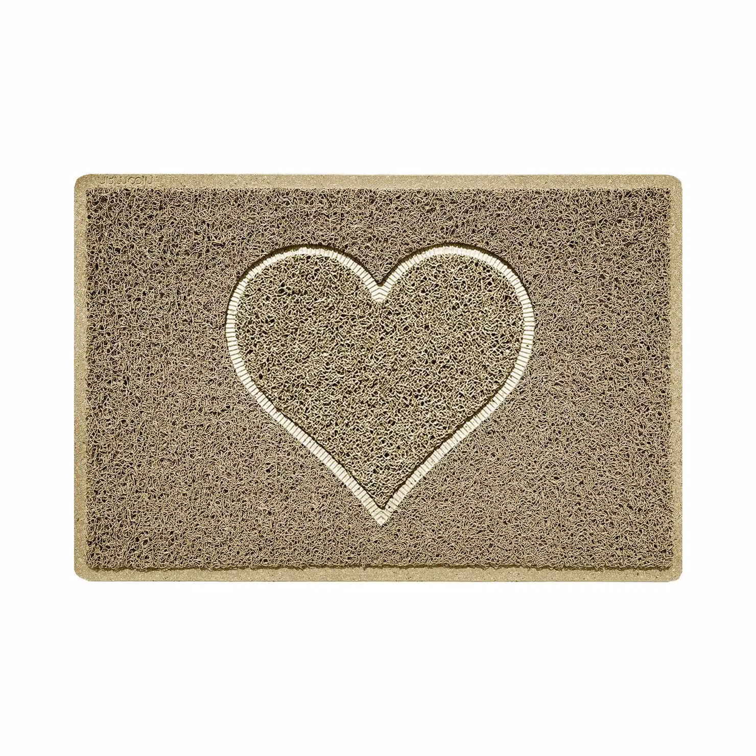 Nicoman Embossed PVC Spaghetti Pressed Heart Doormat in Beige, W: 60 cm, D: 40 cm – 2