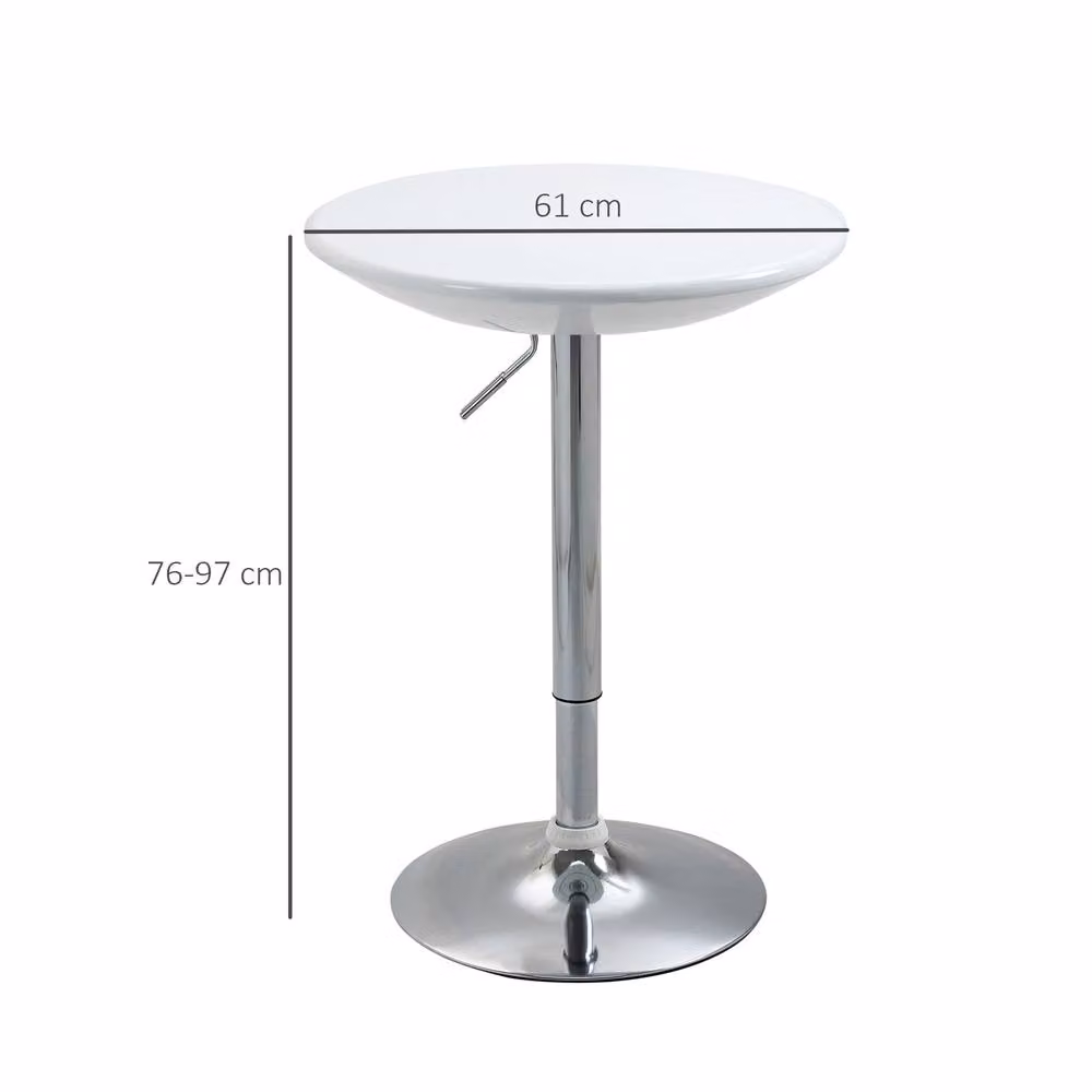 STILVORA White Bar Table with Adjustable Height and Swivel Top, W/D/H: 61.0 x 61.0 x 97.0 cm – 4