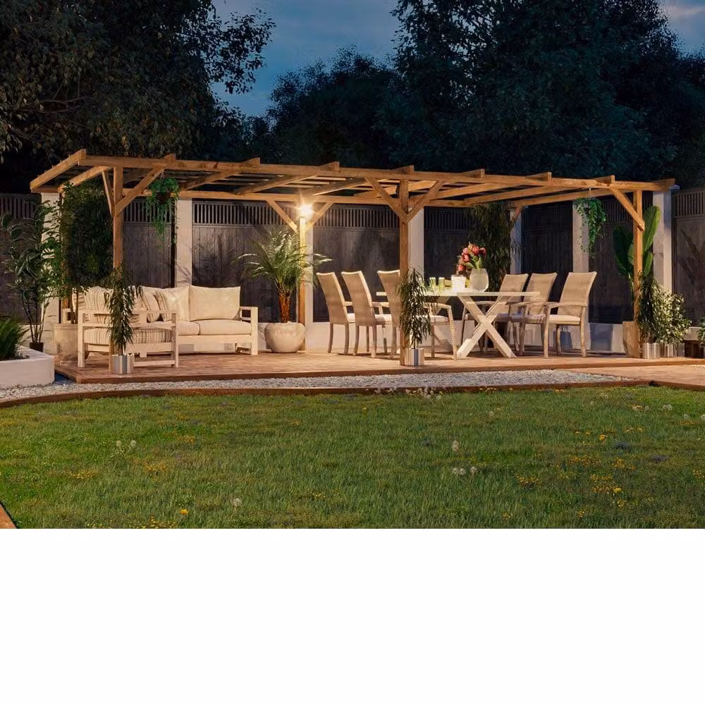 Dunster House Utopia Wooden Garden Pergola Kit in Brown, W: 600 cm, D: 300 cm, H: 210 cm – 3