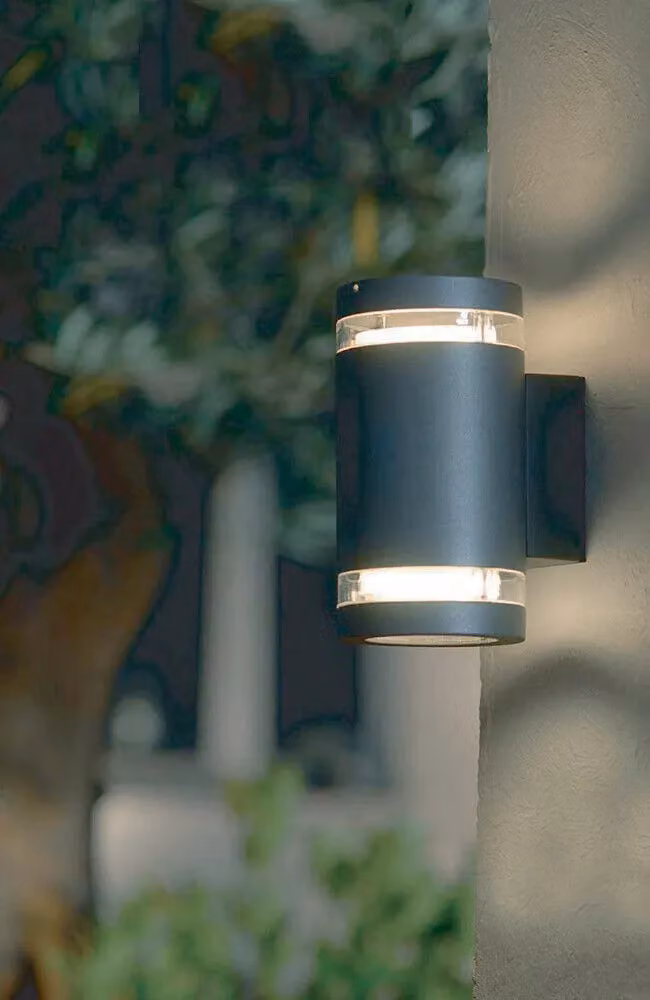 Loops Grey Aluminium Outdoor IP44 LED Twin Wall Light with GX53 9W Bulb – 2