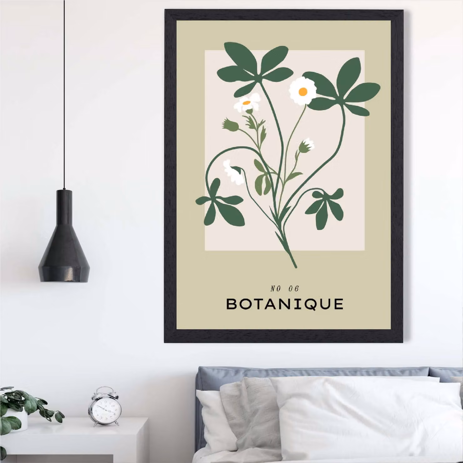 ARTZE Green and Beige Wildflower Flower Market Simplicity Framed Print with Black Frame – 2