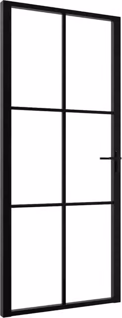 Berkfield Home Modern Interior Door with ESG Glass and Aluminium, Black, W: 93 cm, H: 201.5 cm