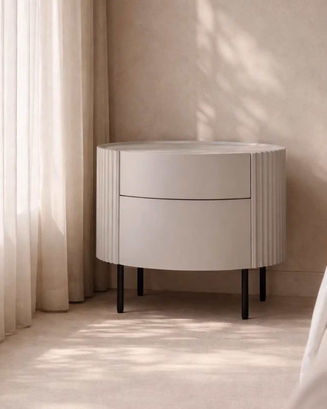 Tommy Franks Lantine Bedside Table in Light Grey and Black