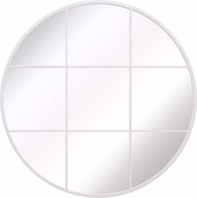 MirrorOutlet Circulus Round Hanging Mirror in White, Diameter: 100 cm