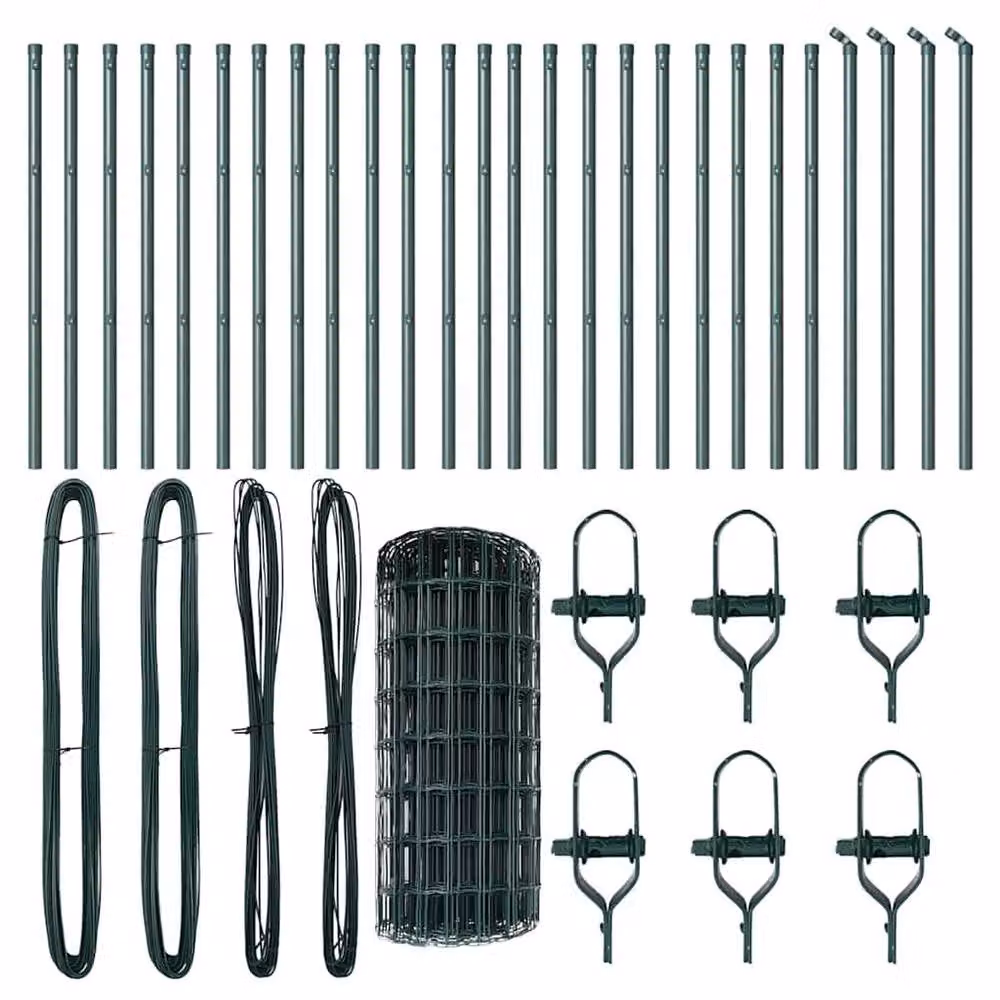 Berkfield Home Green Euro Fence with 13 Round Galvanised Steel Posts, 0.4 x 50 m – 4