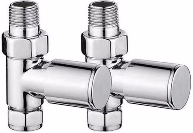 Hinsinc Straight Chrome Radiator Valve in Silver, 15mm x 1/2"