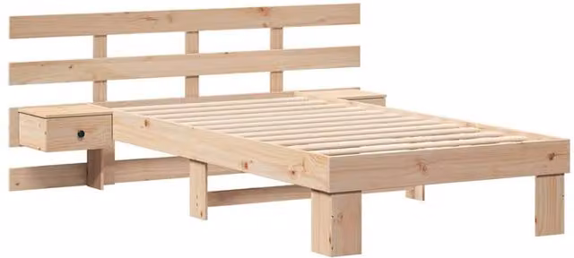 Berkfield Home Modern Solid Pine Wood Bed with Drawer in Brown, W/D/H: 100 x 200 cm