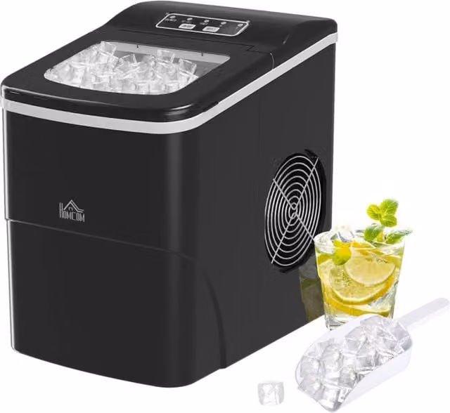 Rolipo Black Countertop Ice Machine with 12kg Capacity and Self-Cleaning Function – 1