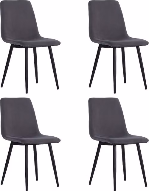 Livingandhome Set of 4 Modern Grey Velvet Dining Chairs with Metal Legs