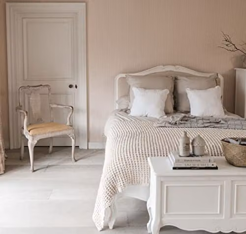 Statement Furniture Juliette Super King Bed Frame in White French Style with Upholstered Headboard and Solid Pine Wood, H: 216 cm x W: 192 cm x D: 124 cm – 3