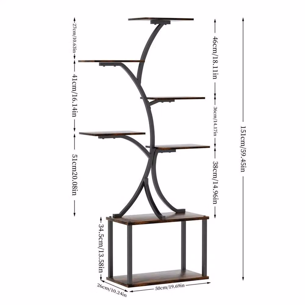 Kelvenix 7 Tier Slim Metal Plant Stand in Matt Black – 2