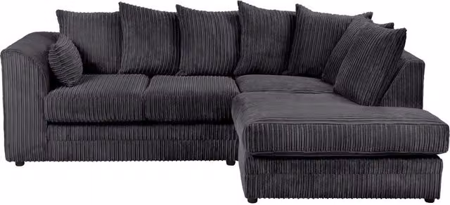 LUXURY LIFE Dylan Right Hand Facing Corner Sofa in Black Jumbo Cord Fabric – 1