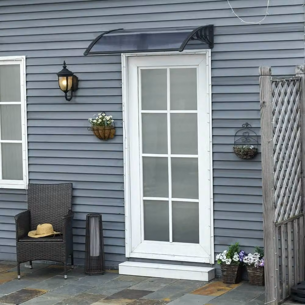 Kelvenix Curved Polycarbonate Door Canopy in Black – 4