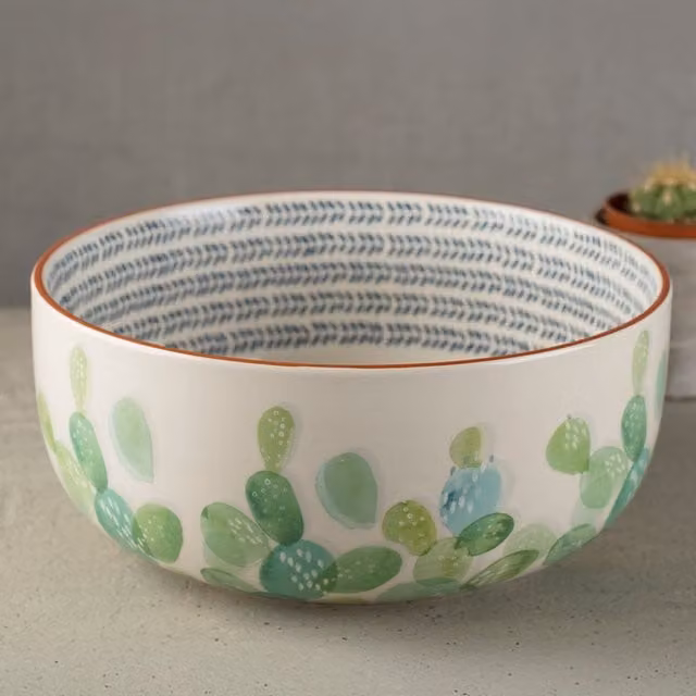Mikasa Drift Ceramic Salad Bowl in Green and White