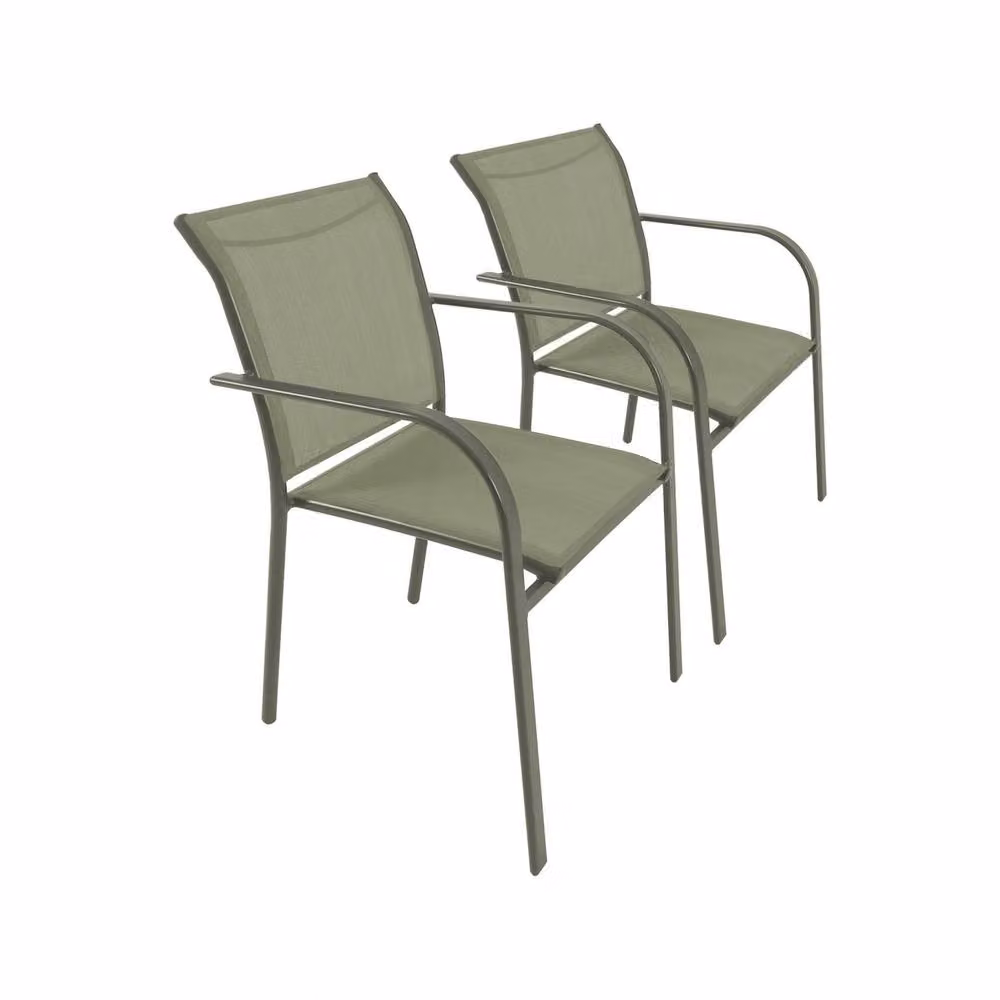 sweeek Set of 2 Modern Garden Armchairs in Aluminium and Textilene, Green – 2