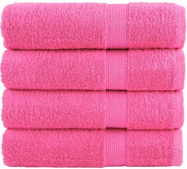 Berkfield Home SOLUND Premium Cotton Terry Bath Towels, 4 Pack, Pink, W: 100 cm, L: 150 cm, 600 gsm – 1