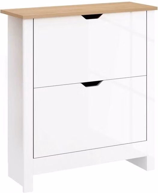 SPETLEK 12-Shoe Storage Cabinet with 4 Shelves and 2 Drawers in High Gloss White