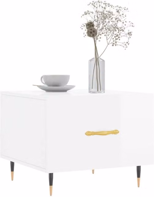 Berkfield Home Set of 2 High Gloss White Decorative Coffee Tables, W/D/H: 50 x 50 x 40 cm